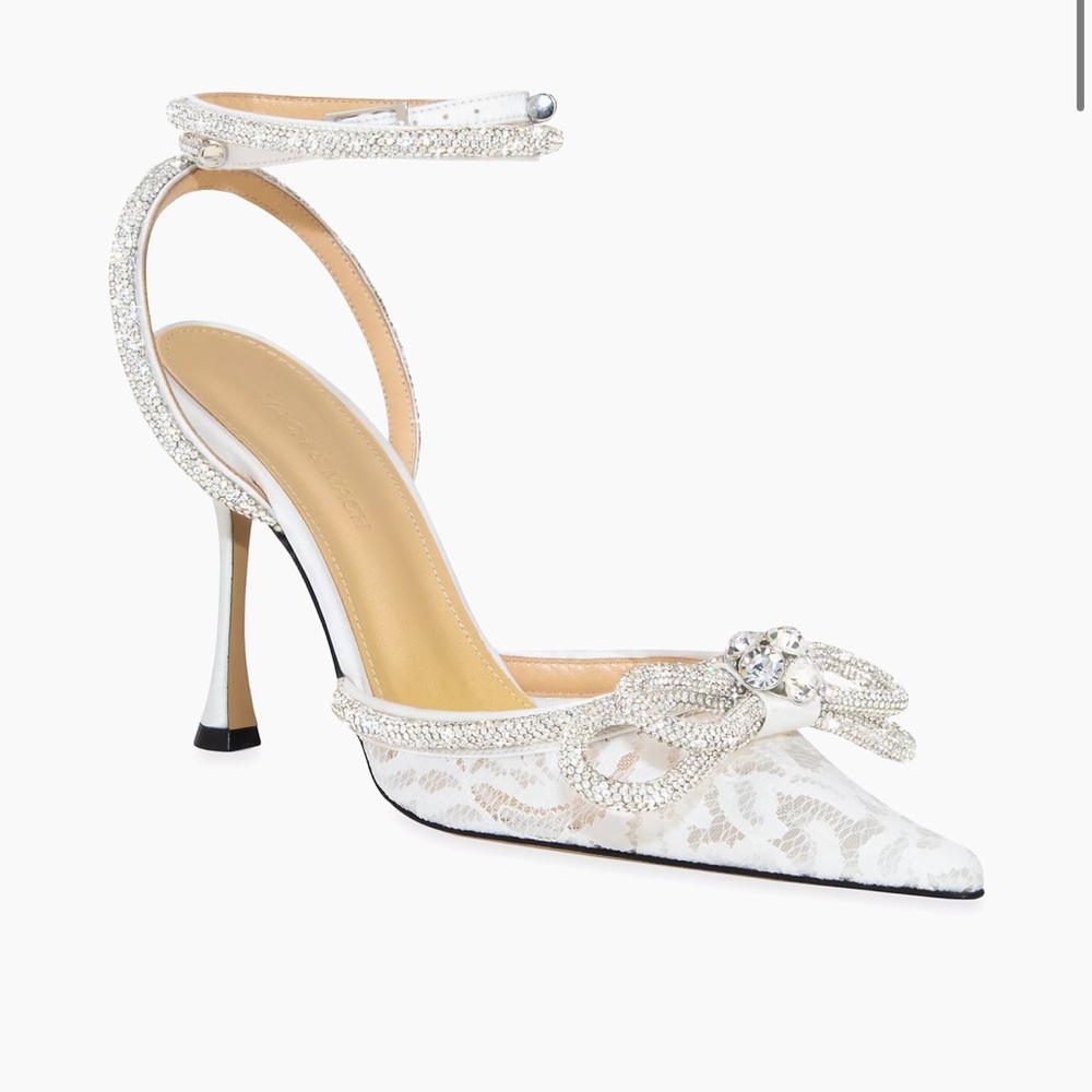 MACH & MACH WHITE BOW HIGH HEELS ✨